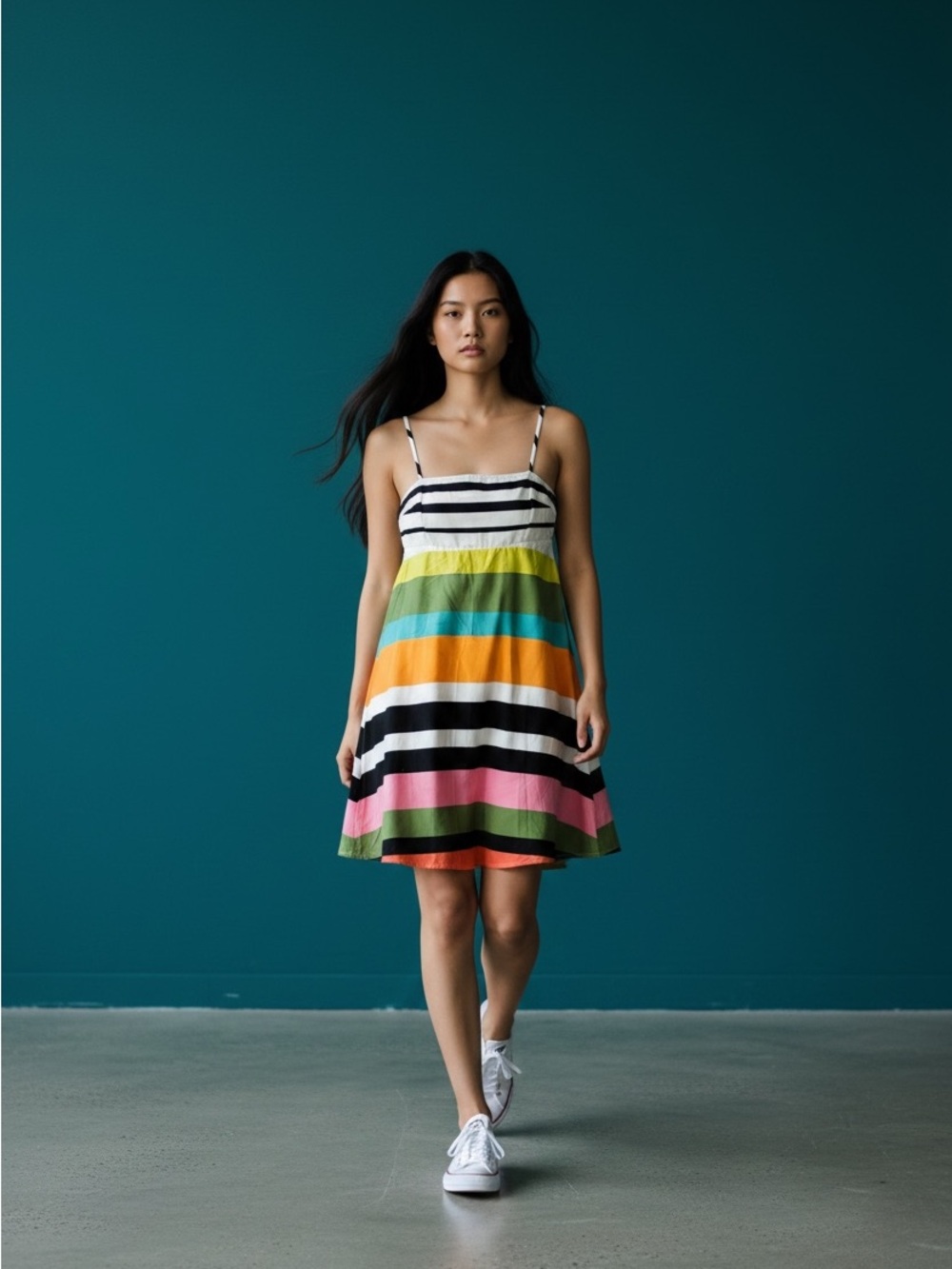 Arom striped cotton babydoll dress